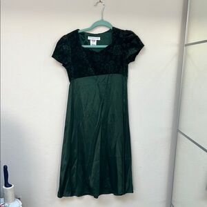 Jonathan Martin Green A-line Puff Sleeve Dress